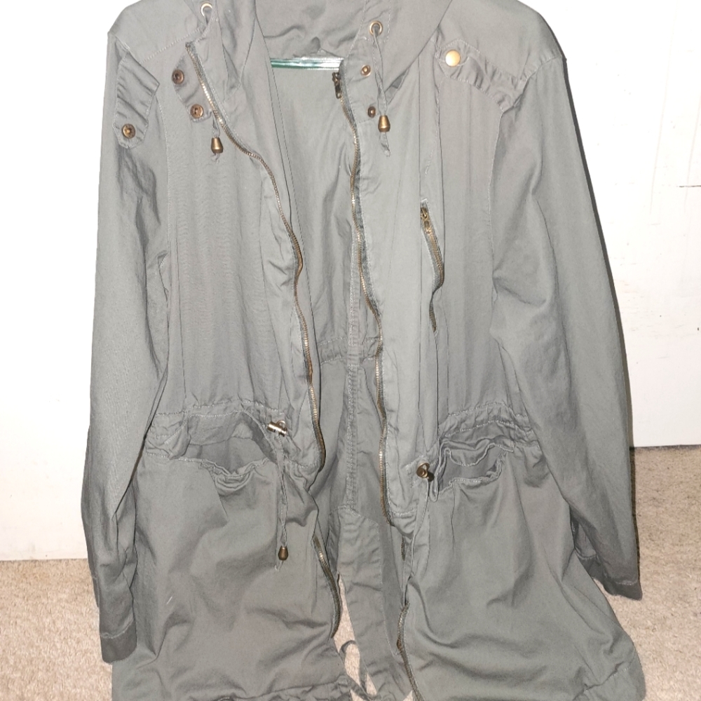 Hooded Green Utility Jacket - Size 2X